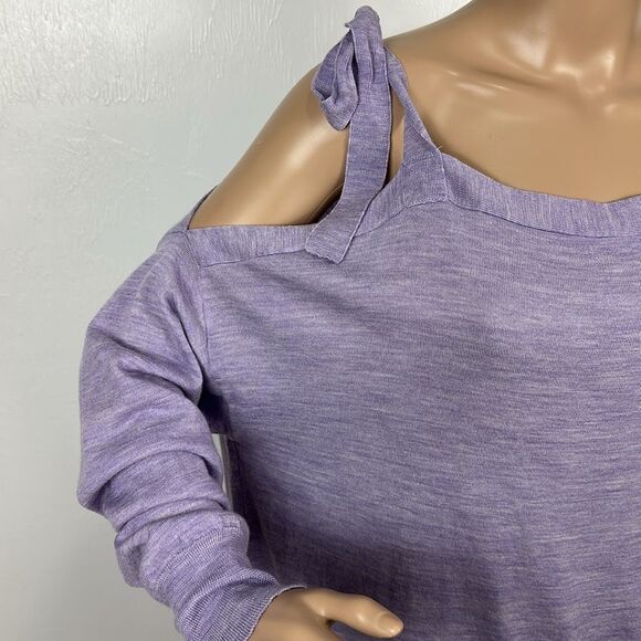 J. Crew Lavender Color Merino Wool Cold Shoulder Sweater Size XL - Picture 2 of 8